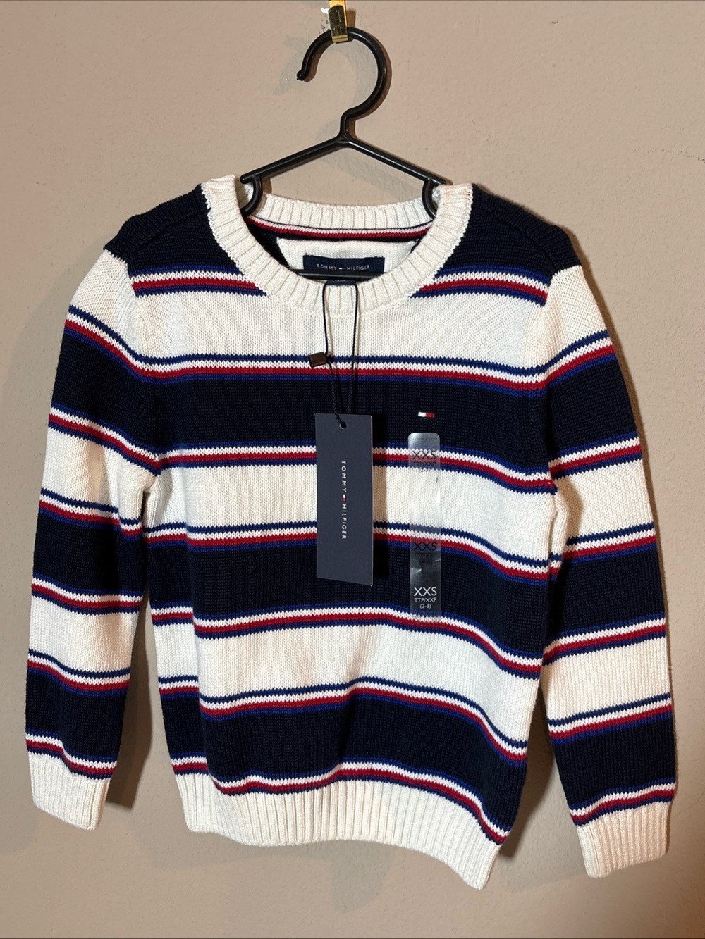 Tommy Hilfiger Toddler Cotton Crewneck Sweater Sz 2-3 XXS kids NEW